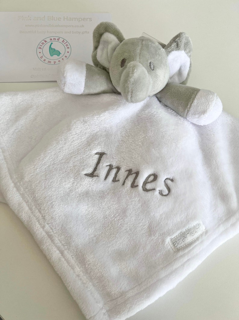 Personalised Baby Comforter, Baby Gift, New Baby Gift, Baby Shower Gift, Baby Boy Gift, Baby Girl Gift, Embroidered Baby Gift, Personalised white elephant