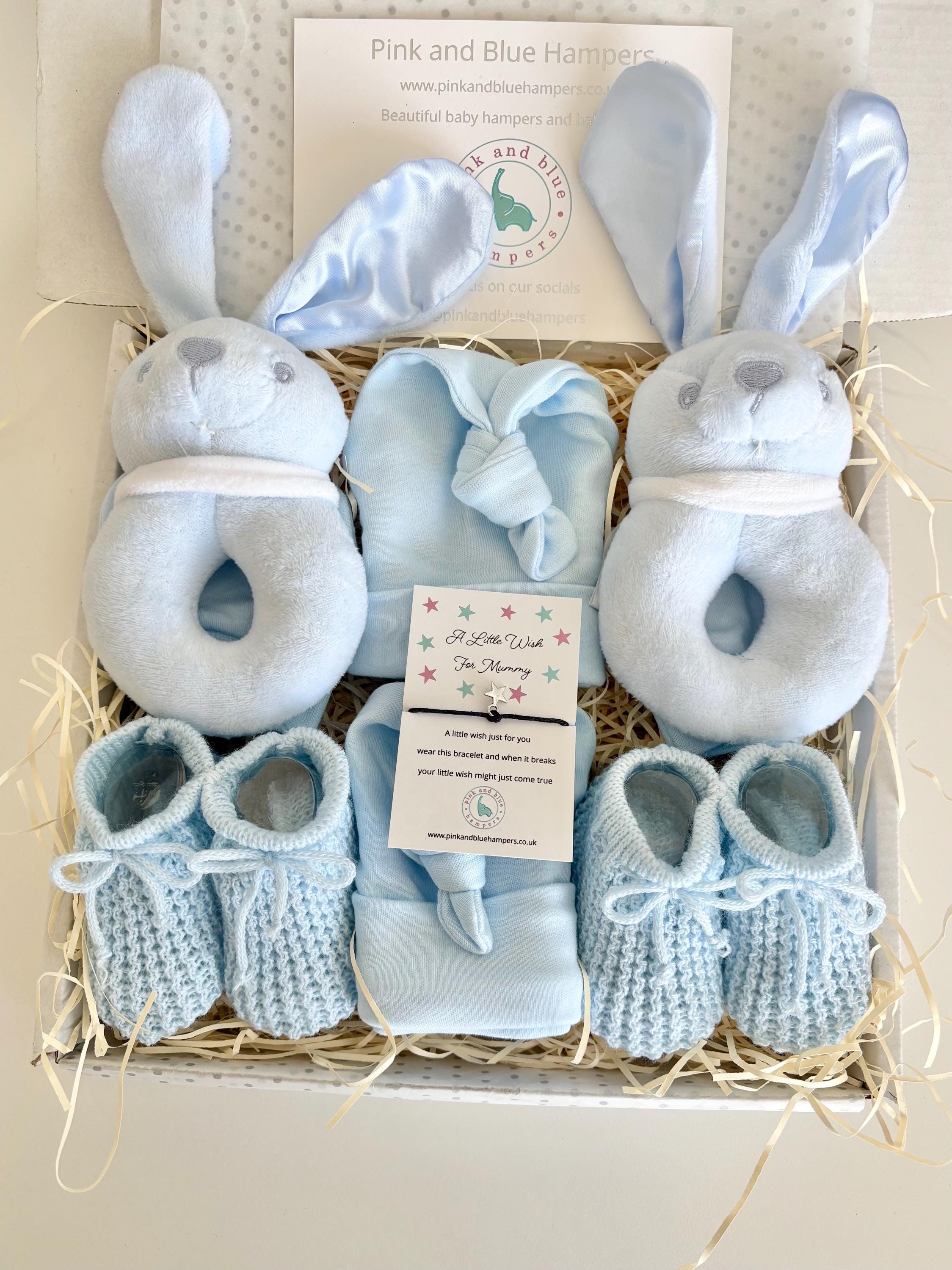 Twin Boys Baby Gift Set, Rattles, Booties & Hats - Etsy
