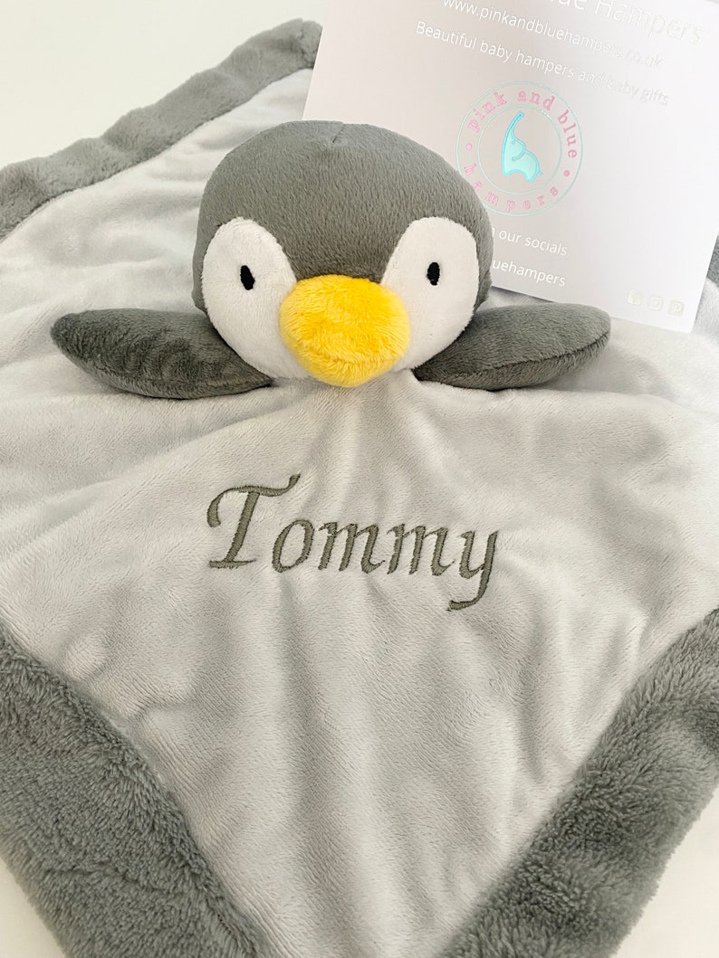 Personalised Baby Comforter, Baby Gift, New Baby Gift, Baby Shower Gift, Baby Boy Gift, Baby Girl Gift, Embroidered Baby Gift, Personalised Penguin