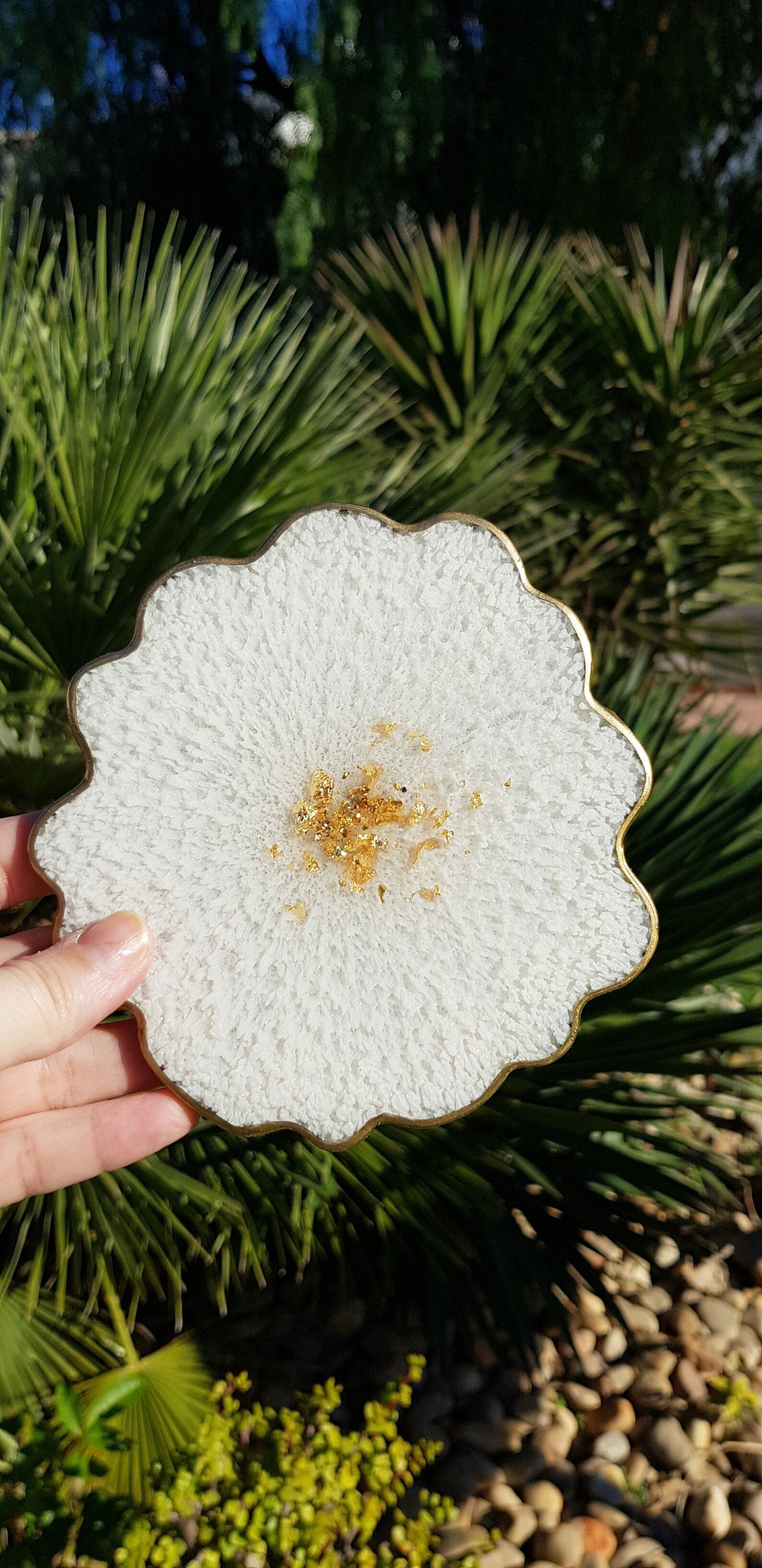 Weiße Blumen-Achterbahn weiße Geode Untersetzer Kaffeeharz | Etsy
