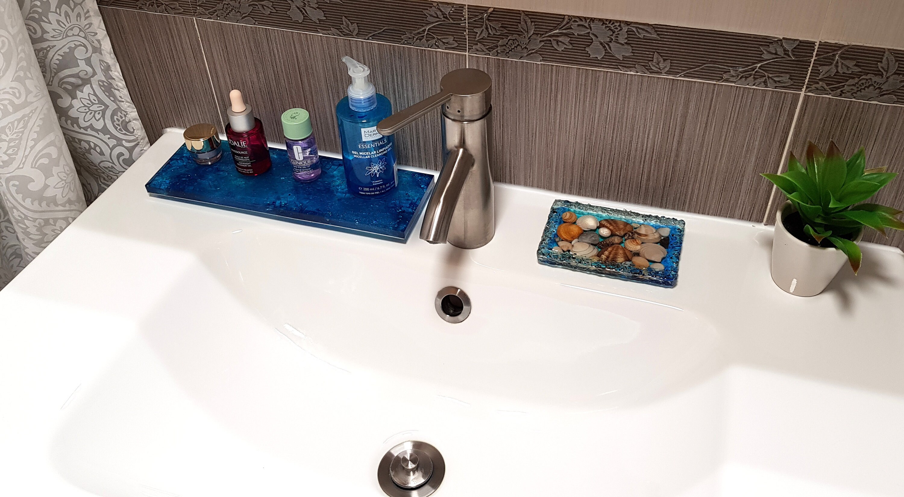 Blue bathroom tray small serving tray handmade epoxy resin Etsy