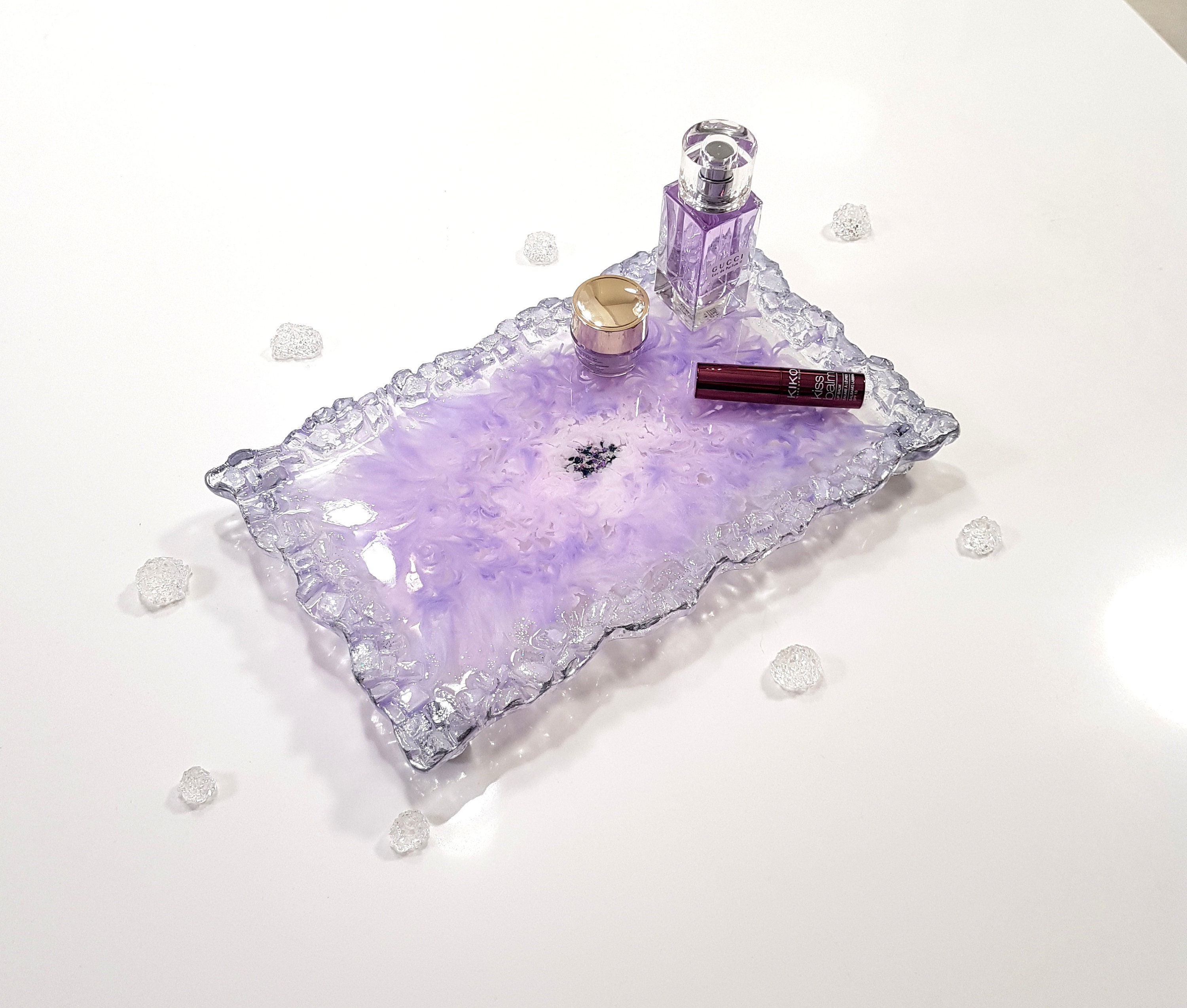 Pink resin tray perfume tray makeup vanity tray glam decor Etsy
