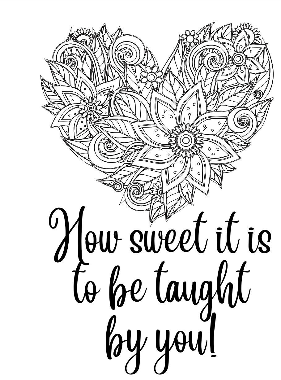Printable Coloring Valentine Card With Handwriting Lines For Teacher Etsy