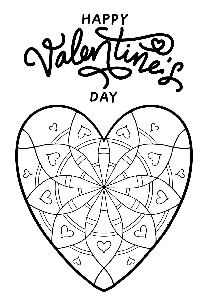 Printable Coloring Valentine Card With Handwriting Lines Etsy