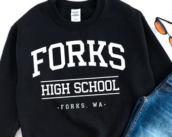 Camiseta de la escuela secundaria Forks, camiseta de la ciudad de Forks, camiseta de la escuela secundaria Forks Washington, camiseta Cullen, camiseta Crepúsculo, linda camiseta de la escuela secundaria Forks