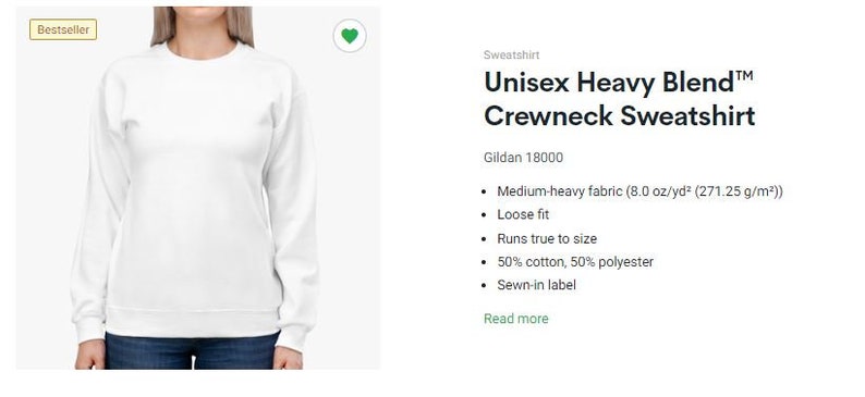 May include: A plain white long-sleeve crewneck sweatshirt with a loose fit. The garment is made of a medium-heavy fabric blend of 50% cotton and 50% polyester, featuring a sewn-in label and a weight of 8.0 oz/yd2 as specified in the product text.