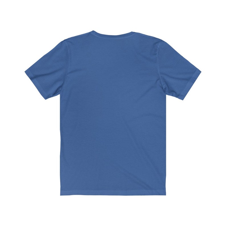 May include: A plain, solid blue short-sleeved t-shirt.