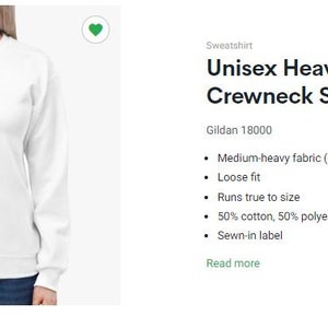 Puede incluir: Una sudadera blanca de cuello redondo Unisex Heavy Blend. La sudadera Gildan 18000 tiene una tela de peso medio, corte holgado y est&aacute; hecha de 50% algod&oacute;n y 50% poli&eacute;ster. La imagen tambi&eacute;n incluye la palabra "Bestseller".
