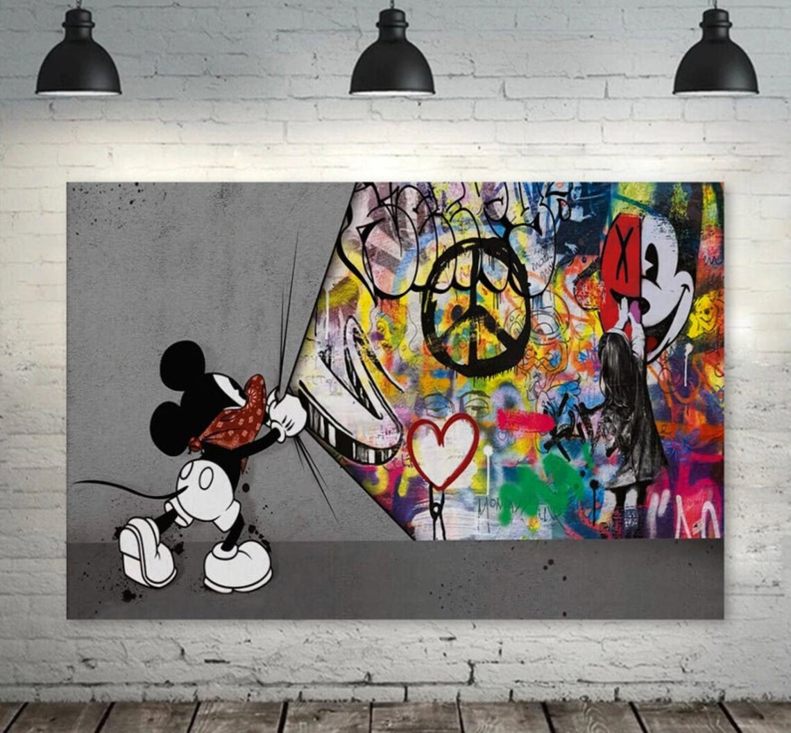 Mickey Mouse Disney Wall Art Mickey Mouse Canvas Mickey Etsy