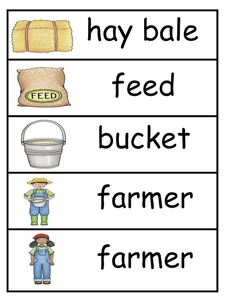 Farm Word Wall & Vocabulary Cards - Etsy