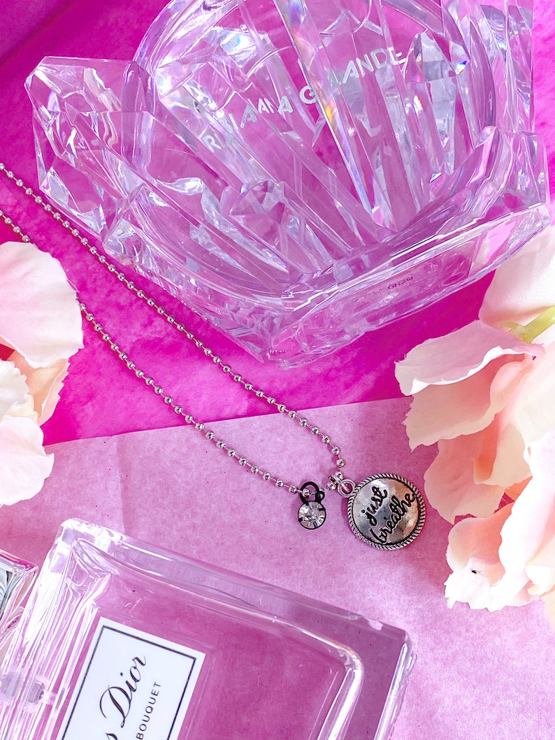 Anxiety Jewelry Gifts for Him | Silver Jewelry Gifts for Her Anxiety Reminder Just Breathe Necklace