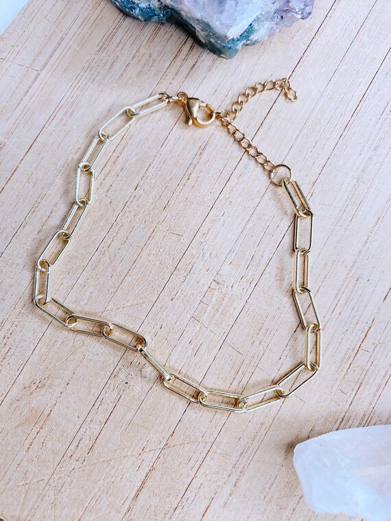 Gold Plated Paperclip Chain Bracelet 14k Gold Gifts for Her Etsy