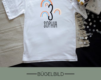 Individuelles Bügelbild-Set | DIY für Geburtstags-T-Shirt | Geburtstag | zum selber Aufbügeln | Flexfolie | Party | Regenbögen