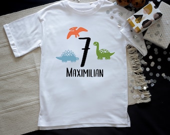 Individuelles Bügelbild-Set | DIY für Geburtstags-T-Shirt | Geburtstag | zum selber Aufbügeln | Flexfolie | Dinosaurier