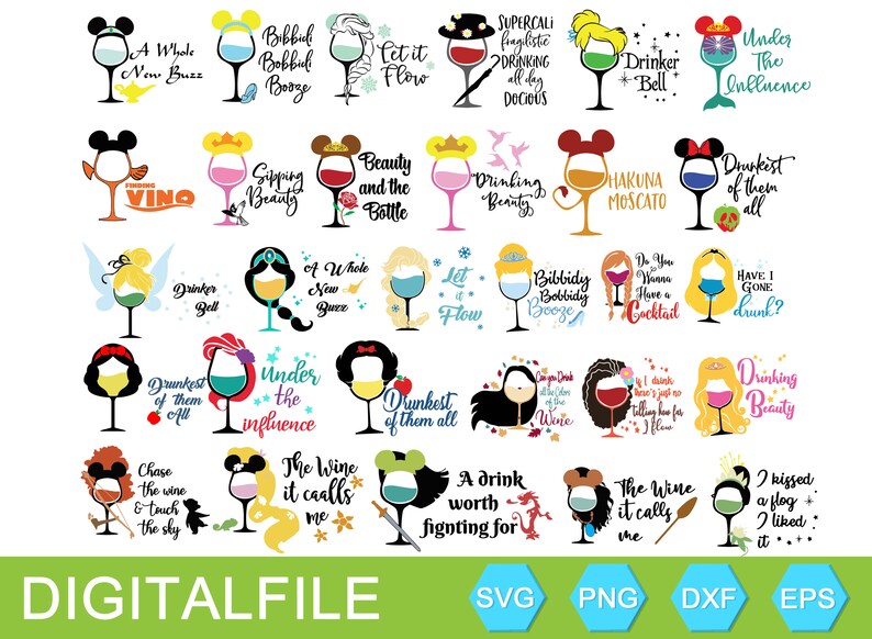 Download Disney Wine Glass Svg Bundle Disney Princess Wine Glass Svg Etsy