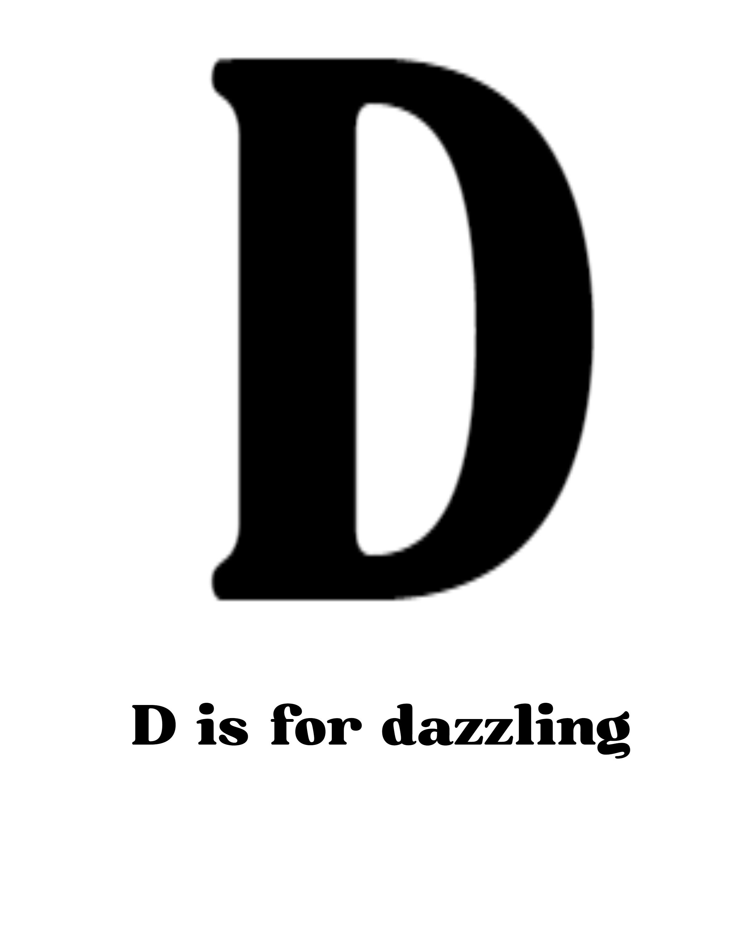 Letter D Wall Art Print D is for Dazzling Capital Letter Etsy