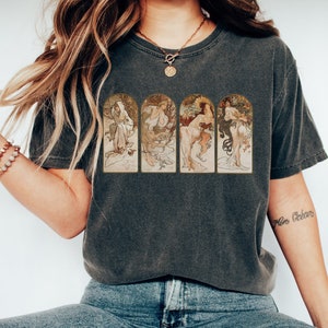 Alphonse Mucha Seasons Shirt | Comfort Colors Shirt | Aesthetic, Graphic, Art History T-Shirt, Famous Artist Tee, Short Sleeve, Famous Art