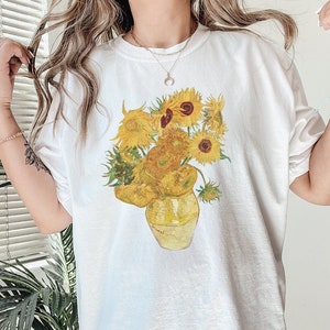 Van Gogh Sunflowers Comfort Colors Shirt, Famous Artist Impressionist Art Painting Oversized Graphic Tee, Gift for Her Art History Teacher