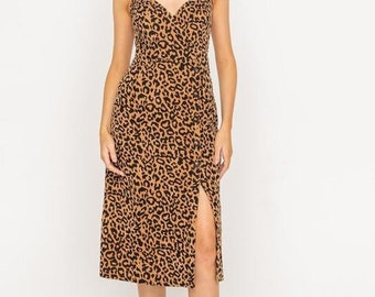 Alyssa Leopard Print Corduroy Dress, Animal print, sleeveless dress