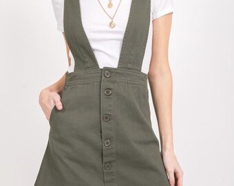 tan skirt overalls