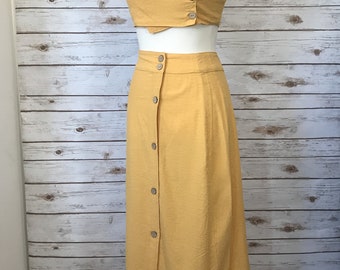 yellow skirt matching top