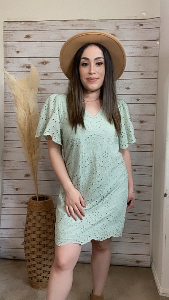 sage green eyelet dress Bloomfield Eyelet Mini Dress – Sadie & Sage main image 0