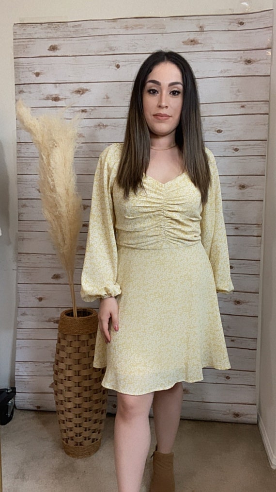 yellow mini flowy dress Macy Floral Babydoll Dress main image 0