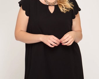 ABlack Plus Size Dress, Short Dress, Evening Dress, Plus Size Clothing