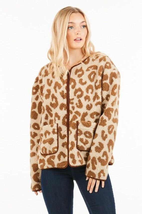 Animal Print Teddy Jacket-animal Print Leopard Print Cheetah - Etsy