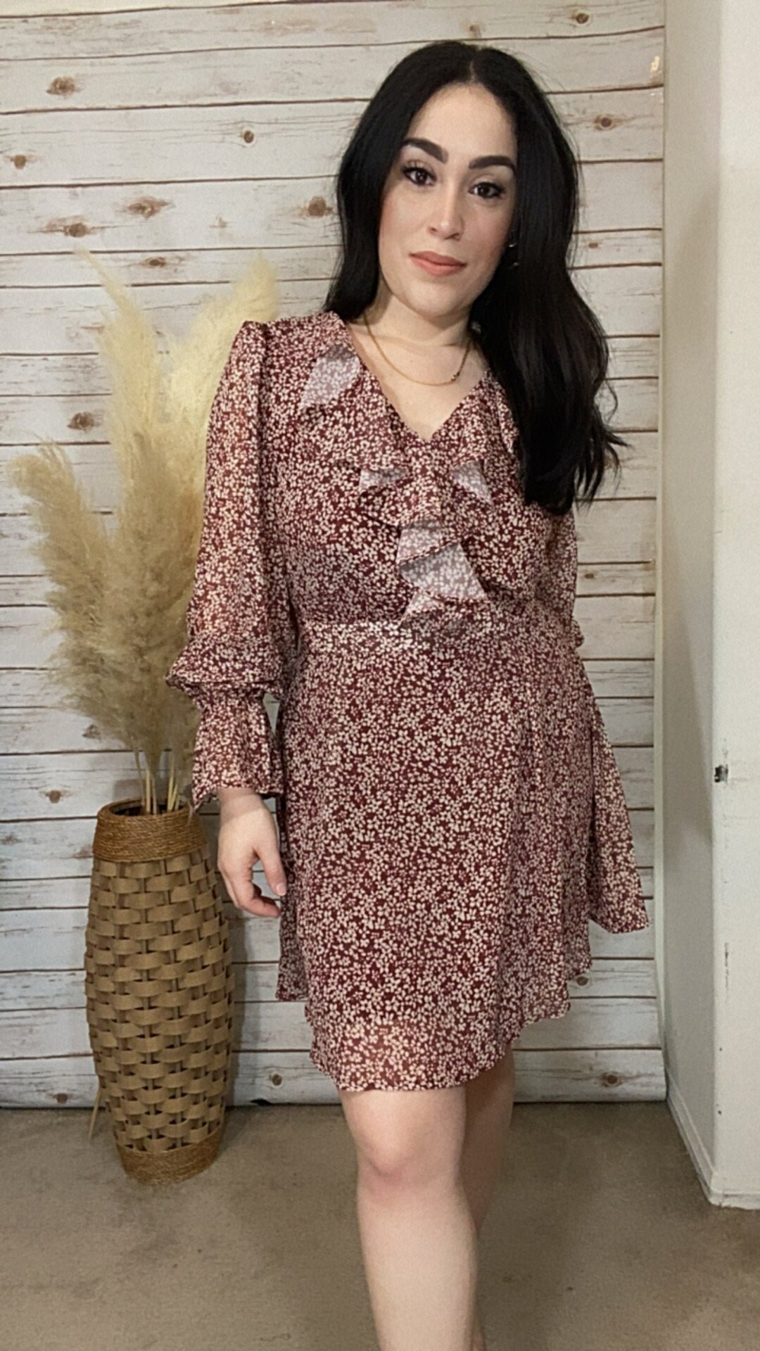 Floral Print Dress With Ruffle Detail and Long Sleeve Short Dress - Etsy