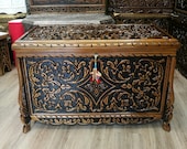 Walnut carved Chest hand carved Maraş chest, carved chest of walnut wood
