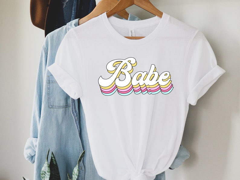 Retro Babe Shirt PNG Digital Design for Screens or Sublimation, Retro