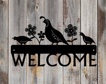 Metal Art Quail Flower Welcome