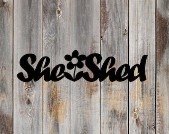 Metal Art She Shed w/Flower Sign