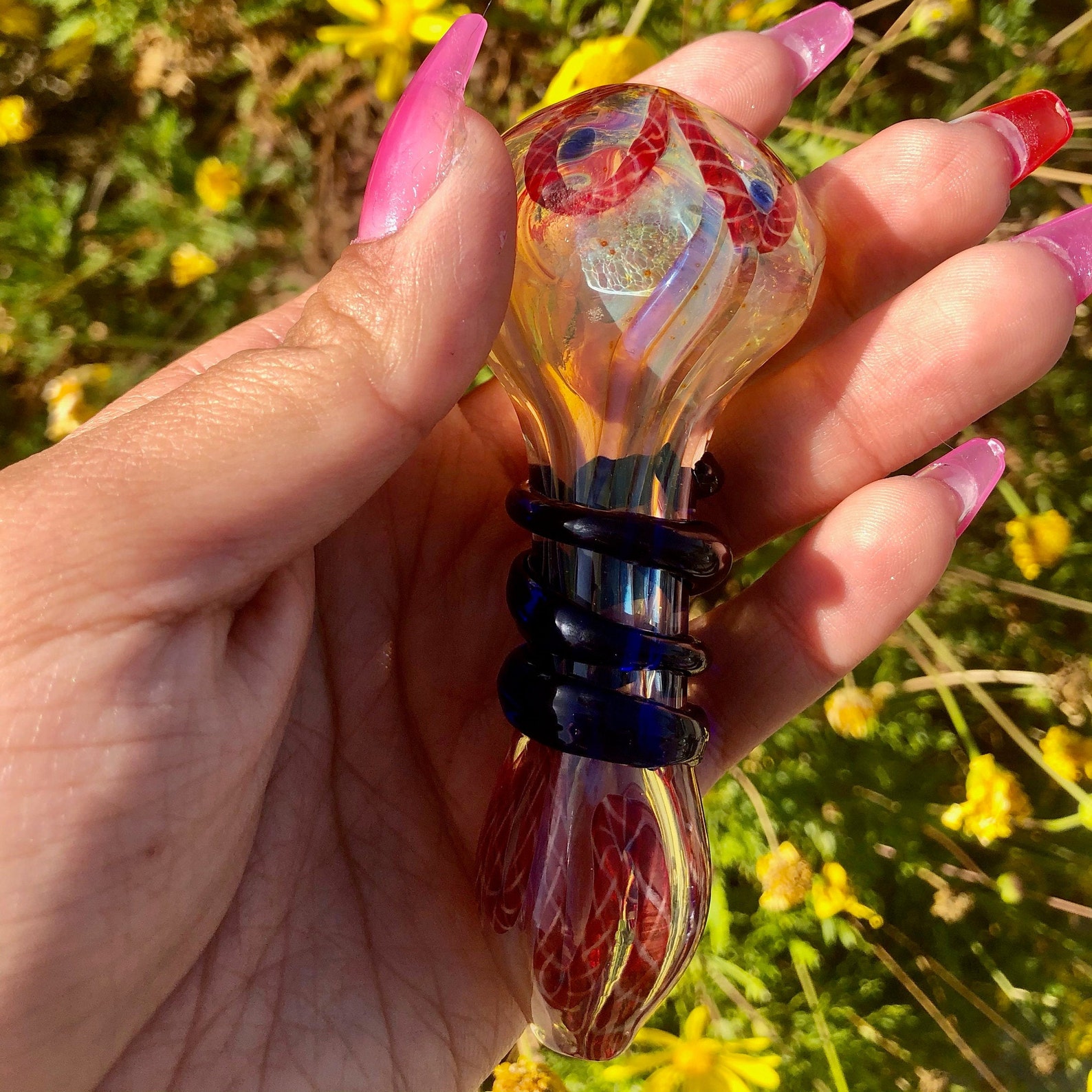 Swirl Flower Tobacco Smoking Glass Pipe / Unique Heady Art - Etsy