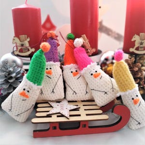 Lüstige Schneemänner gehäkelter mini Schneemann kleiner Schneemann Aufhänger Weihnachtsbaumdeko  Weihnachtsbaumaufhänger