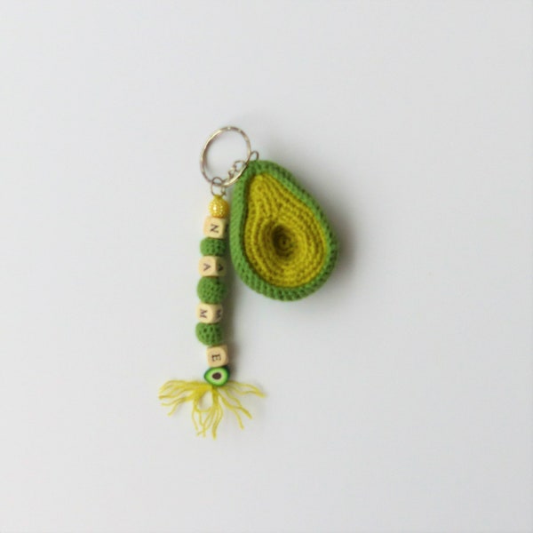 Avocado mini keychain personalized with name pendant Avocado for bag or backpack Gift for vegans Cute little avocado