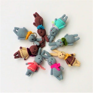 Bunny keychain rabbit for bag or backpack gift crocheted little bunny school enrollment gift gift for the school cone