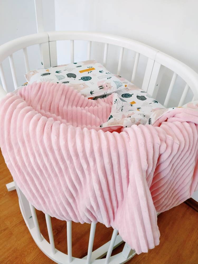 Pink Plush Blanket Baby set Rose Plush Minky Linens Powdery Etsy
