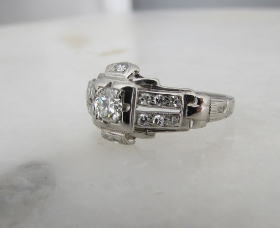 Art Deco diamond ringArt Deco diamond ring, Vinta… - image 6