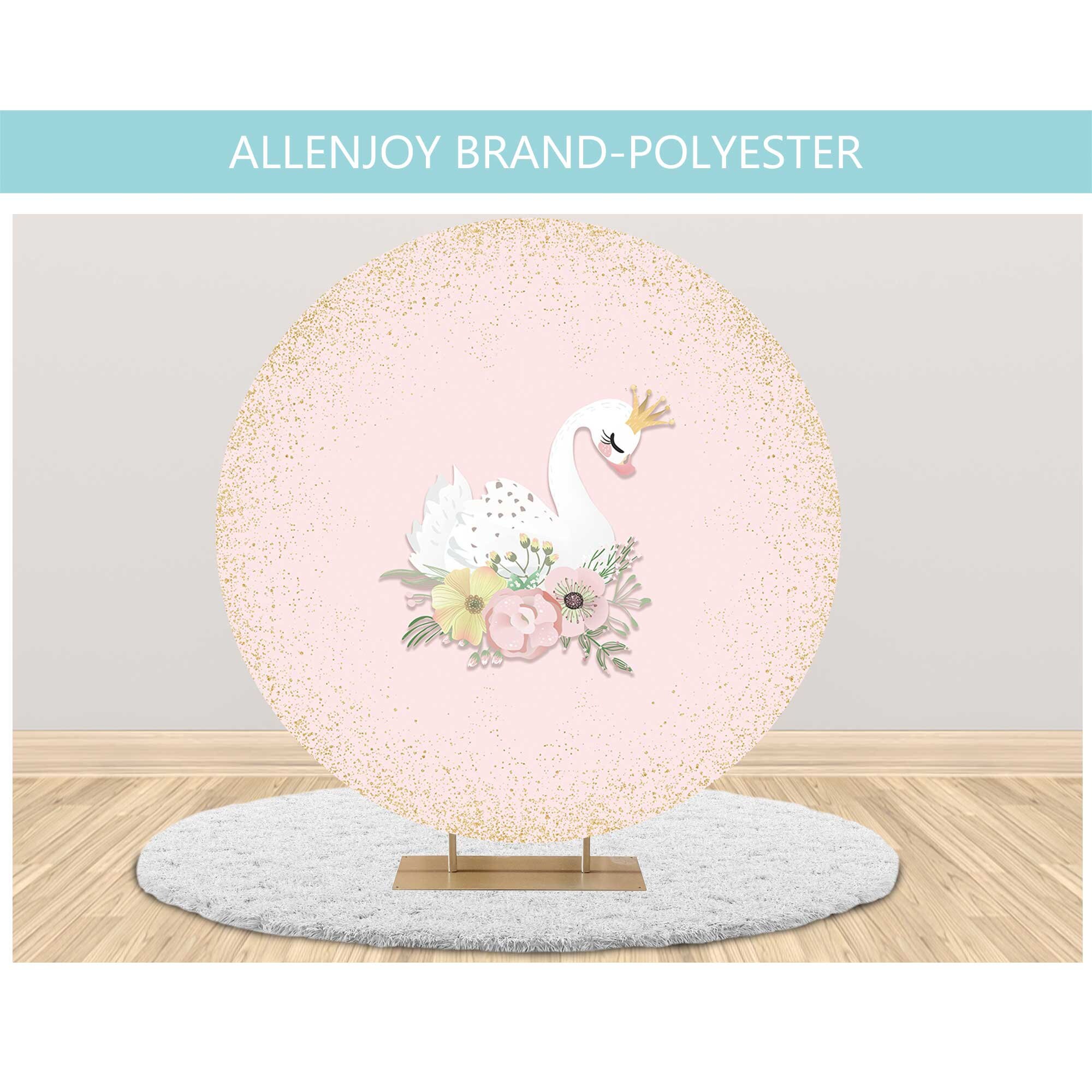 Menu Backdrop Swan Round Swan Party Photography Backdrop,pink Flowers Girls Birthday Baby ...