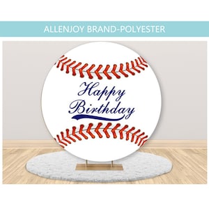 Baseball Round Backdrop Cover,Boy Birthday Baby Shower Circle Photography Backdrop,Sport Party Circle Backdrop,Custom Baseball Backdrop