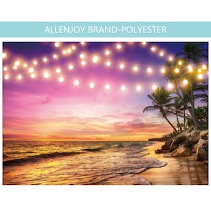 Summer Sea Beach Photography Backdrop,Summer Sunset Party Palm Trees Seaside Background,Beach Photo Booth Printed Polyester Fabric Props