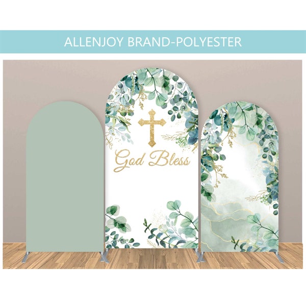 Baptism Arch Backdrop, God Bless Chiara Arch Backdrop, Sage Green Arch Backdrop, Greenery Baptism Holy Communion Christening Arch Cover