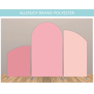 Pink Chiara Arch Backdrop, Girl Birthday Baby SHower Arch Backdrop Cover,Arched Polyester Backdrop,Solid Pink Color Fabric Backdrop Cover
