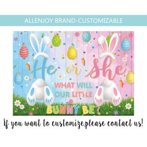 Bunny Gender Reveal Backdrop,He or She Pink or Blue Baby Shower Bunny Gender Reveal Backdrop,Easter Spring Bunny Boy or Girl Rabbit Backdrop