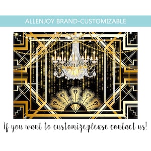 Great Gatsby Birthday Backdrop,Adult Party Custom Backdrop,Baby Shower Black Gold Banner,Happy Birthday Luxury Gatsby Party Backdrop
