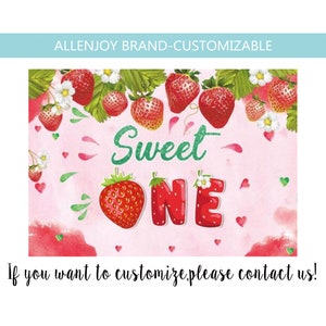 Strawberry Birthday Backdrop, 1st Birthday Baby Shower Backdrop,Sweet Summer Fruit Berries Table Decor Strawberry Party Custom Banner