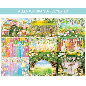 Easter Spring Landscape Photography Backdrop,Newborns Child Easter Photo Background,Easter Egg Colorful Wood Backdrop,Easter Bunny Banner