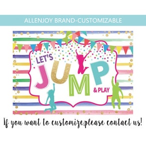 Jump Birthday Backdrop,Jump Trampoline Party Backdrop,Boy Bounce Birthday Banner,Baby Shower Trampoline Birthday Banner,Personalized